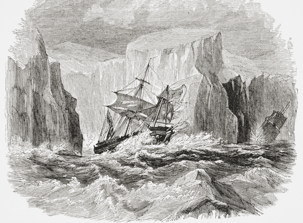 Incident From James Clark Rosss Antartic Voyage Ships Erebus & Terror In the Pack Ice 1841 From the Gallery of Geogra Poster Print - 34 x 24