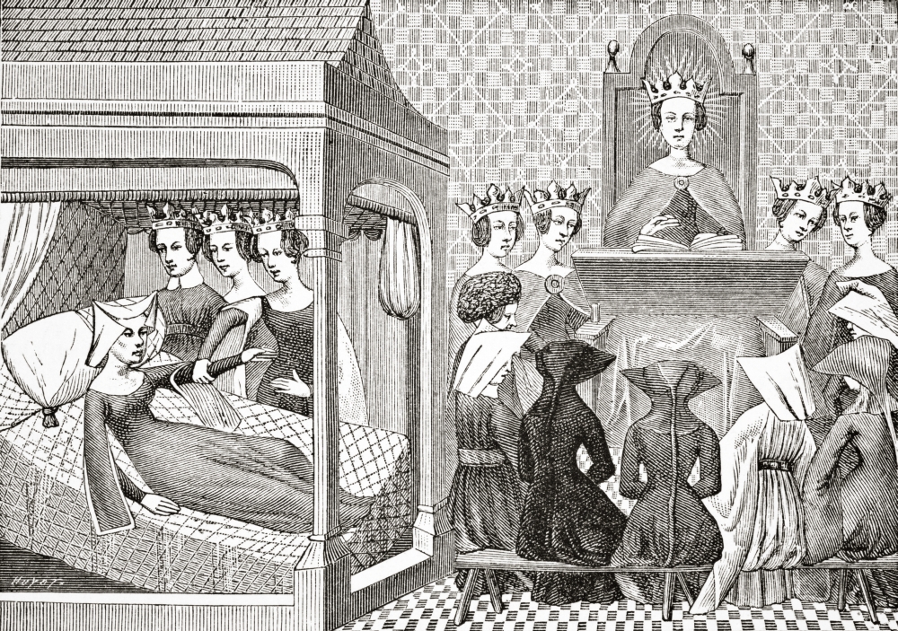 DPI1862871 The Three Virtues Reason Uprightness & Justice Urge Christina De Pisan to Poster Print, 17 x 12