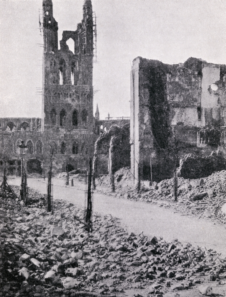 DPI1862834LARGE The Ruined Tower of the Cloth Hall At Ypres 1915 From the Great World War A History Volume III Published 1916 Poster Print, 24 x 32