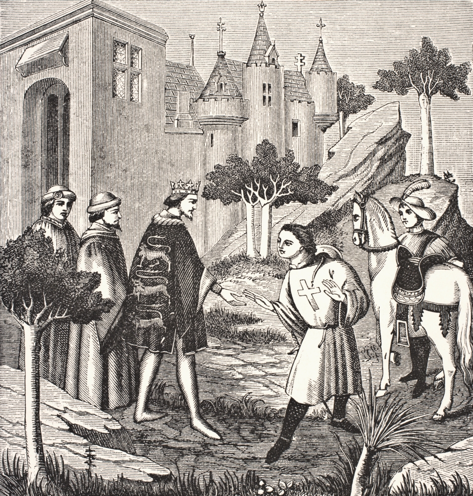 John De Mandeville Also Jehan -1372. Celebrated English Traveller Taking Leave Poster Print