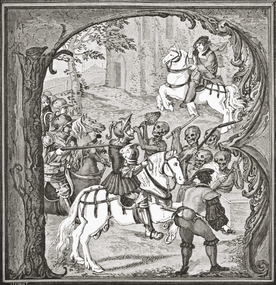 Legend of the Trois Morts Et Des Trois Vifs 14th Century Poetry After A Miniature of An Antiphonale From A 16th Centur 2 Poster Print, 24 x 24