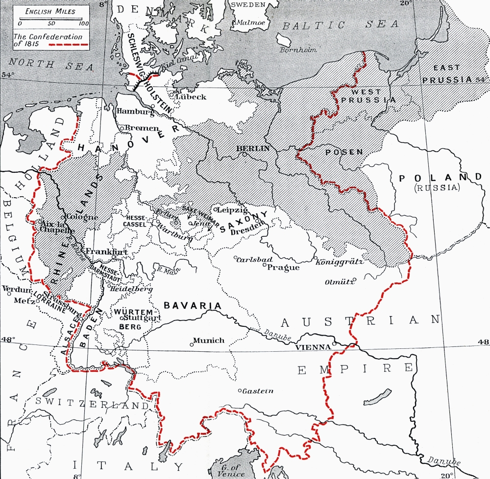 Map of Germany In 1815 - 14 x 14