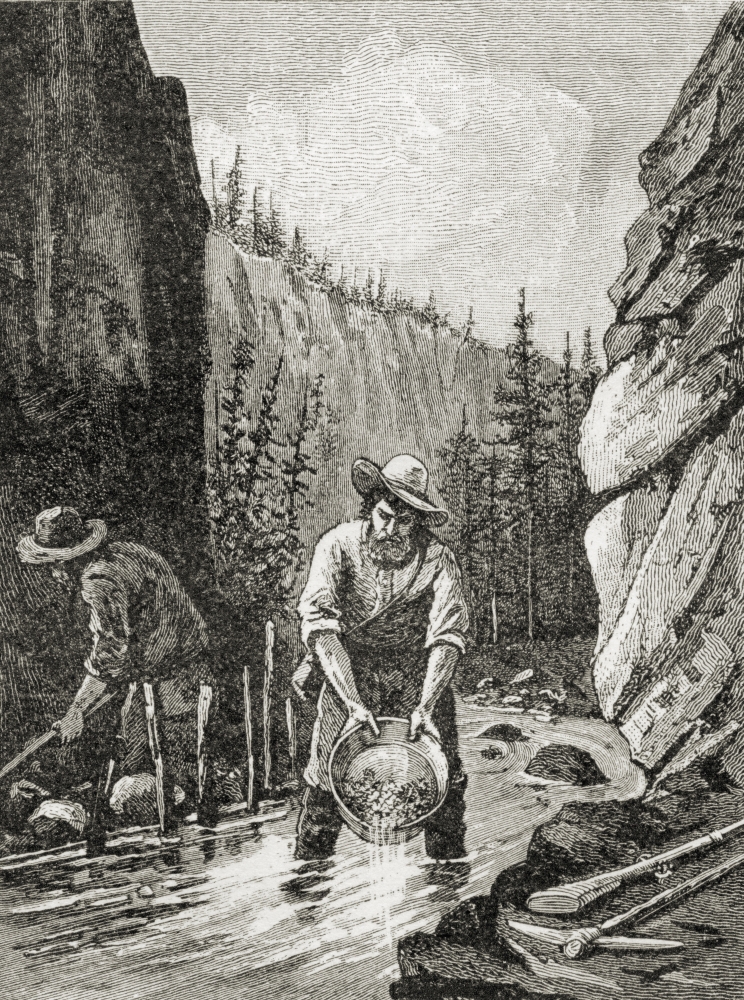 DPI1862958 Washing Out Gold. From the Book A Brief History of the United States Published Poster Print, 12 x 17