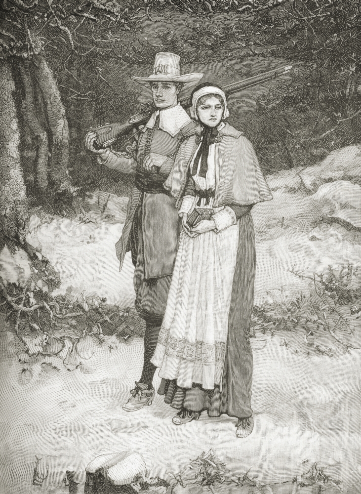 DPI1862953LARGE Puritans Going to Church. From the Book A Brief History of the United States Poster Print, 24 x 34