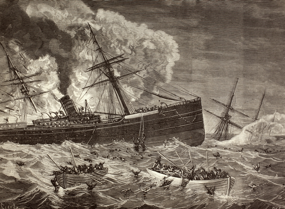 Collision & Sinking of Spanish Steamer Leon & English Steamer Harelda Off Cabo Da Roca Portugal In January 1881 Fr 3 Poster Print, 34 x 24