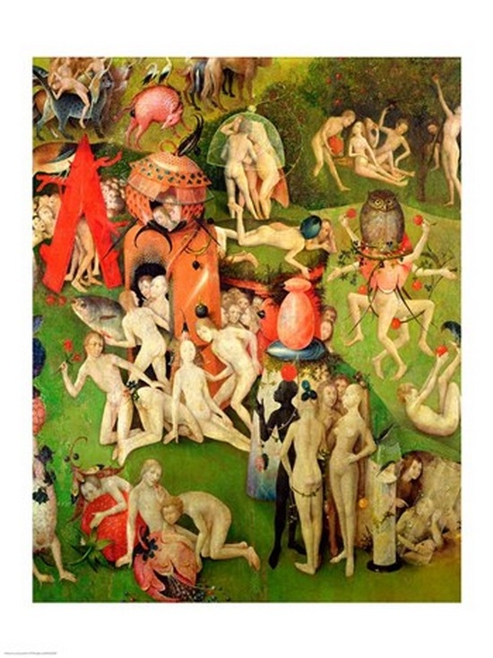Picture of Posterazzi BALXIR220997LARGE The Garden of Earthly Delights - Allegory of Luxury Central Panel of Triptych C.1500 Print by Hieronymus Bosch - 24 x 36 in. - Large