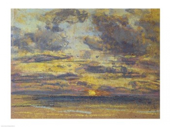 Study of The Sky with Setting Sun C.1862-70 Poster Print by Eugene Louis Boudin - 24 x 18 in.