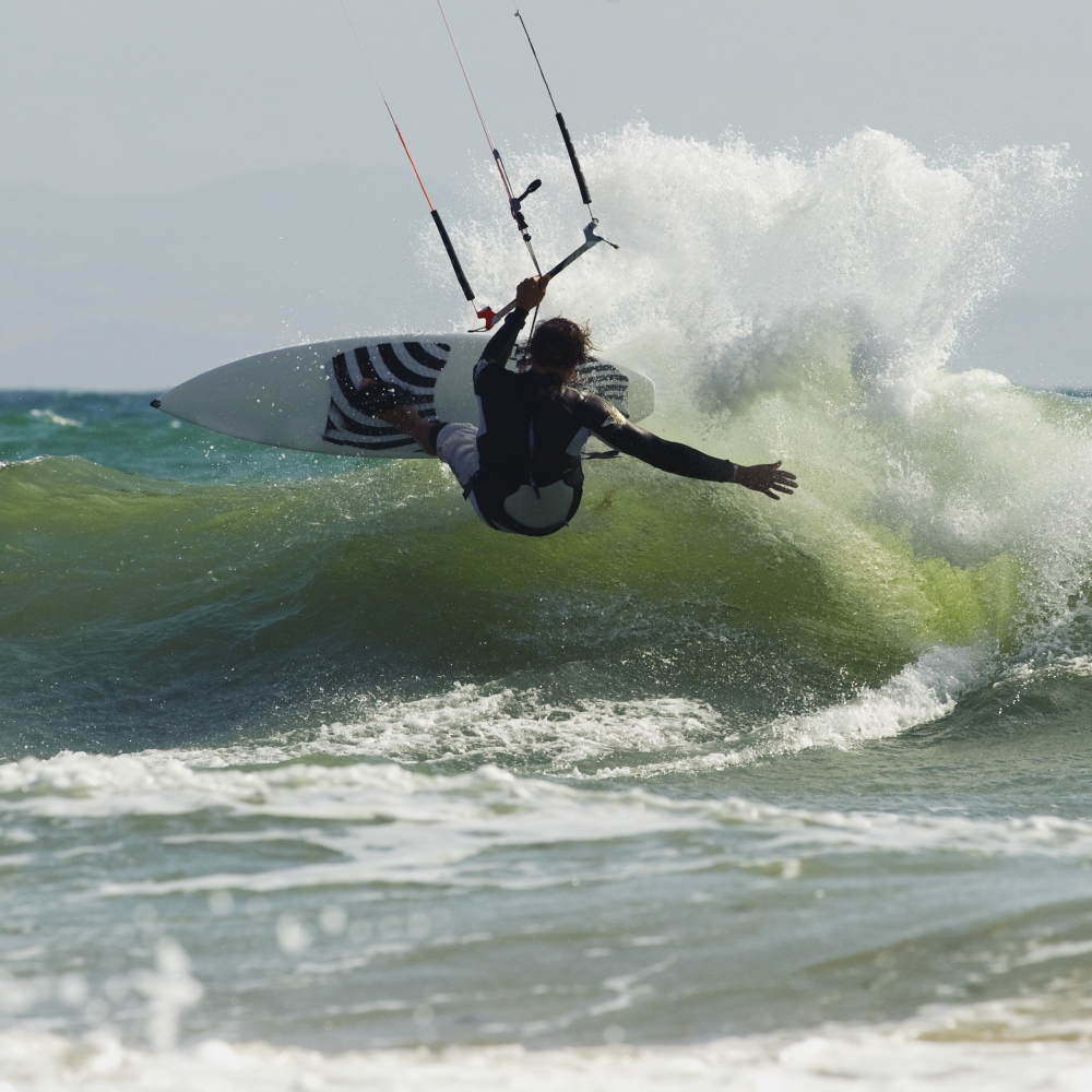 Kitesurfer Catching A Wave Poster Print 15 x 15