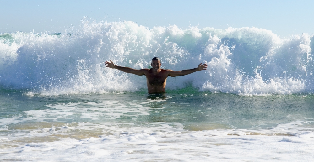 Man Body Surfing Poster Print - 44 x 23