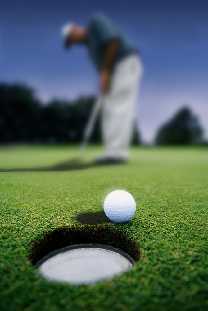 Golf Ball Near Cup Poster Print, 22 x 34