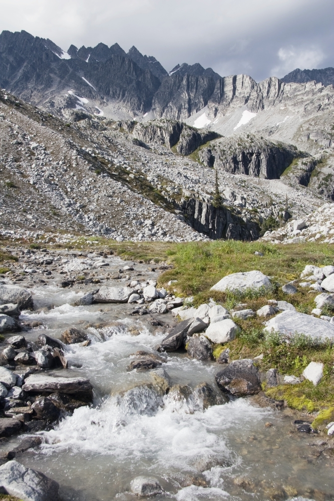 Mountain Stream & Mountains - British Columbia Canada Poster Print, 12 x 19
