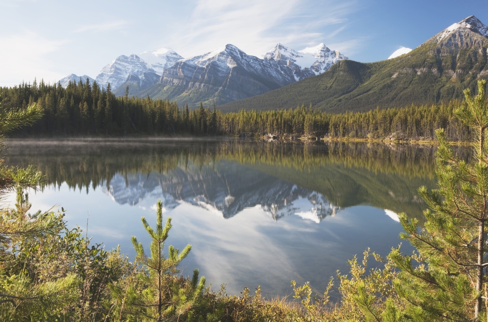 DPI1866729LARGE Banff National Park Alberta Canada - Mountains Reflected In A Lake In Late Summer Poster Print, 38 x 24
