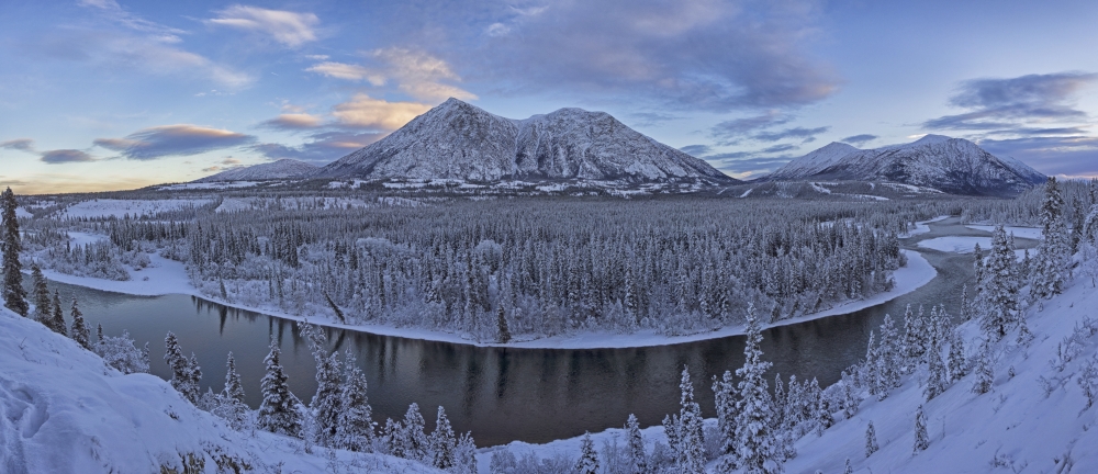 Late Winter Afternoon Light Warms Up The Mountains Along The Takhini River Near Whitehorse - Yukon Canada Poster Print - 44 x 20 in. - Large