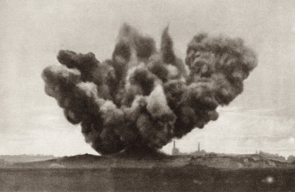 Exploding Artillery Shell During the First World War. From the Illustrated War News Published 1915 Poster Print