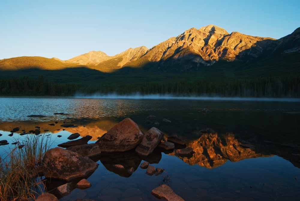 DPI1872077LARGE Jasper National Park Alberta Canada - Pyramid Lake & Pyramid Mountain Poster Print, 36 x 24