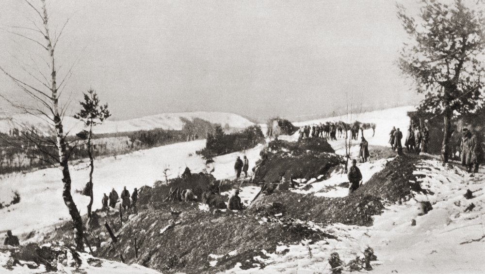 A Crack Cavalry Regiment the Kaiser Chasseurs Entrenching Itself Amidst the Snow During Austrias Battle for the Carpa 1 Poster Print - 19 x 11