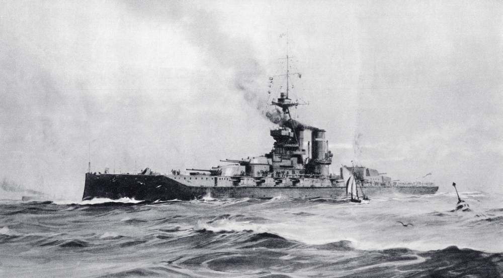 DPI1872265 The 15 Inch Gun Super-Dreadnought H. M. S. Queen Elizabeth. Drawn by W. B. Freer Poster Print, 19 x 10