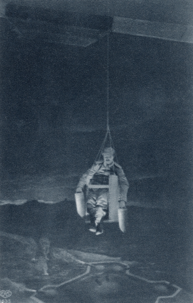 Illustration From A German Postcard Showing A Supposed Bomb Dropper Suspended From A Zeppelin Dropping Bombs on A Fort 1 Poster Print, 11 x 18