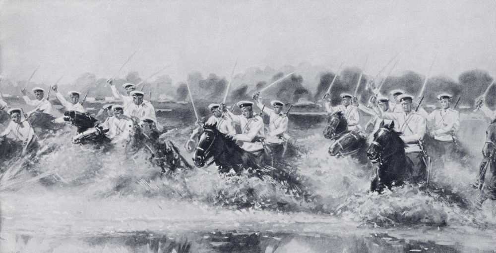 Russian Cavalry Charge Against the Germans At Gumbinnen East Prussia on the Russian Front During the First World War F 2 Poster Print, 20 x 10