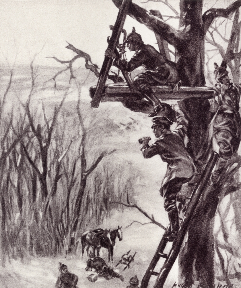 A German Artillery Observation Post During World War I. From the Illustrated War News 1915. Poster Print, 26 x 32