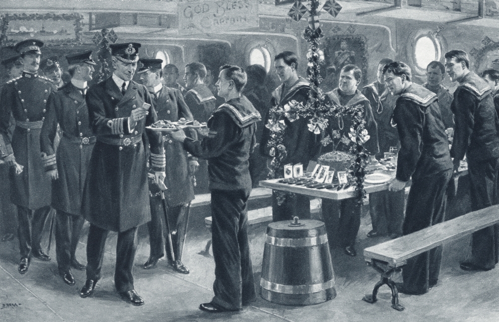 Picture of Posterazzi Christmas Day On Board Ship In The North Sea During The First World War. The Captain Samples The Mens Food From The Illustrated War News Published 1914 Poster Print, 36 x 22 - Large