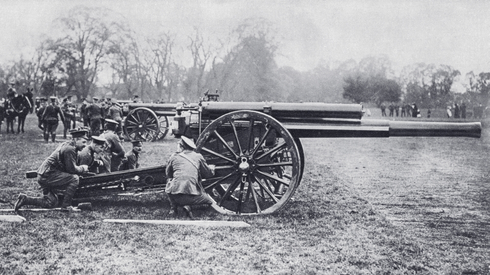 Picture of   A British 60 Pounder Position Gun Also Known As Long Toms Used On The Western Front During The First World War From The Illustrated War News Published 1914 Poster Print&#44; 38 x 22 - Large