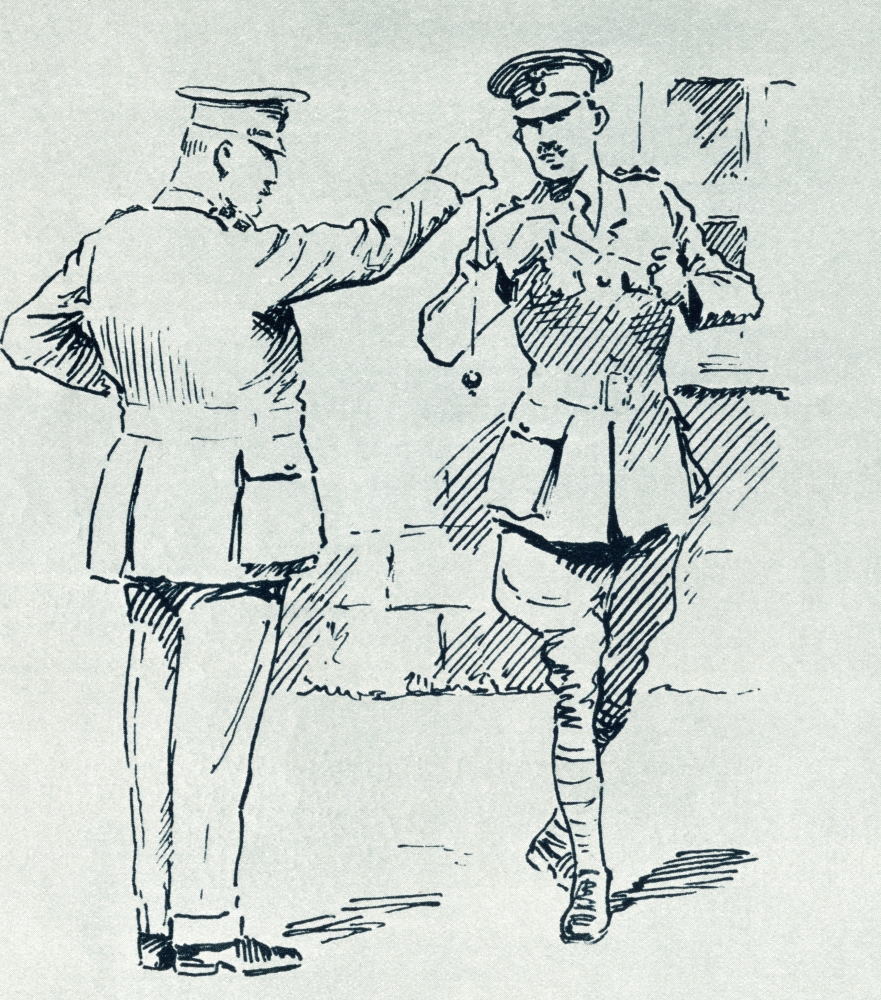 A Colonel & His Adjutant Playing Conkers During The First World War From The Illustrated War News Published 1915 Poster Print - 13 x 15