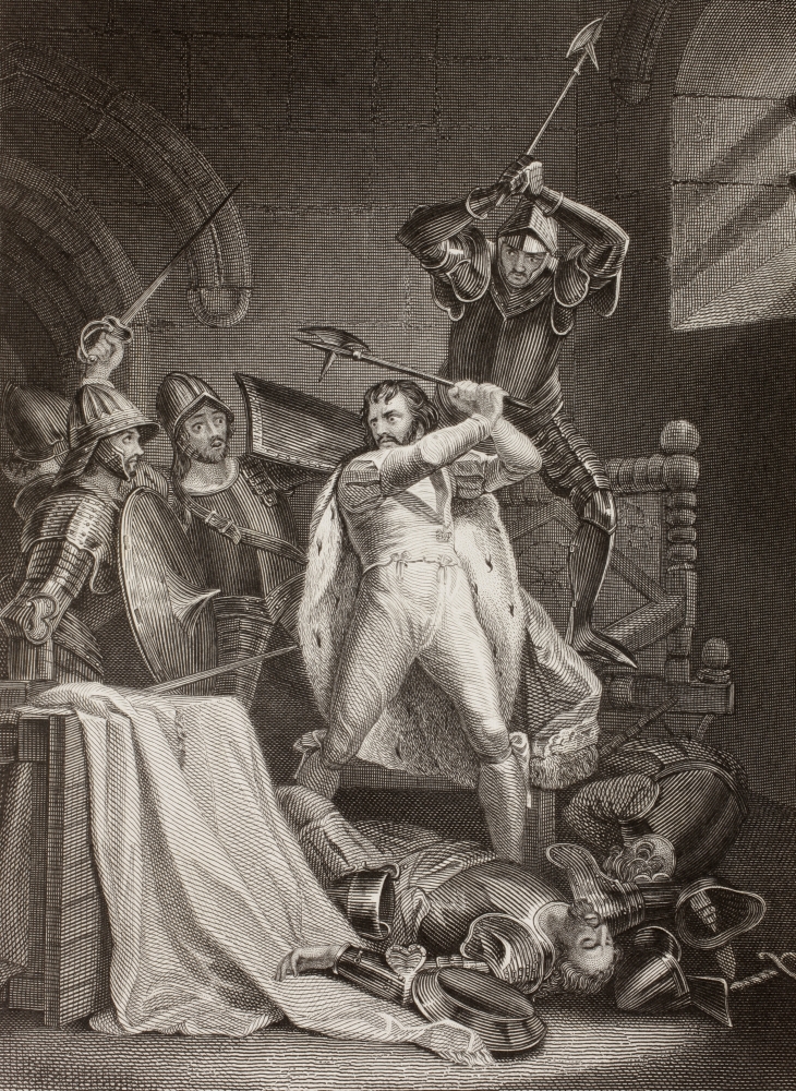 Picture of   The Murder of Richard II of England In Pontefract Castle In 1400 As Described In The Play Richard III By William Shakespeare From A Nineteenth Century Engraving Poster Print&#44; 24 x 34 - Large
