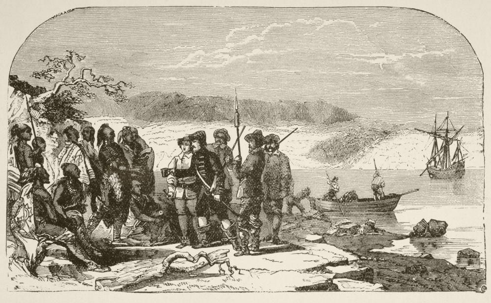 Picture of Posterazzi DPI1872450 In 1609, Henry Hudson Offers Liquor to The Indians On The North River, Now Known As The Hudson River From A 19th Century Illustration Poster Print, 18 x 11