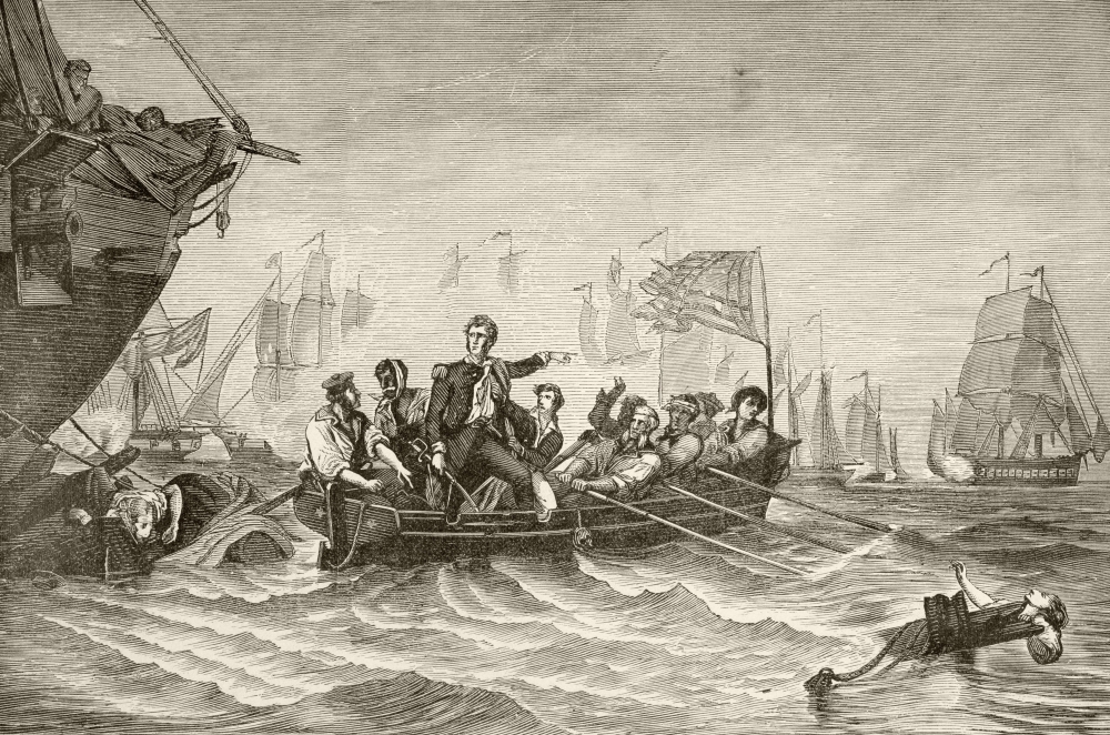 Master Commandant Oliver Hazard Perry Transferring From US Brig Lawrence to Use Brig Niagara During The Battle of Lake Er Poster Print, 18 x 11