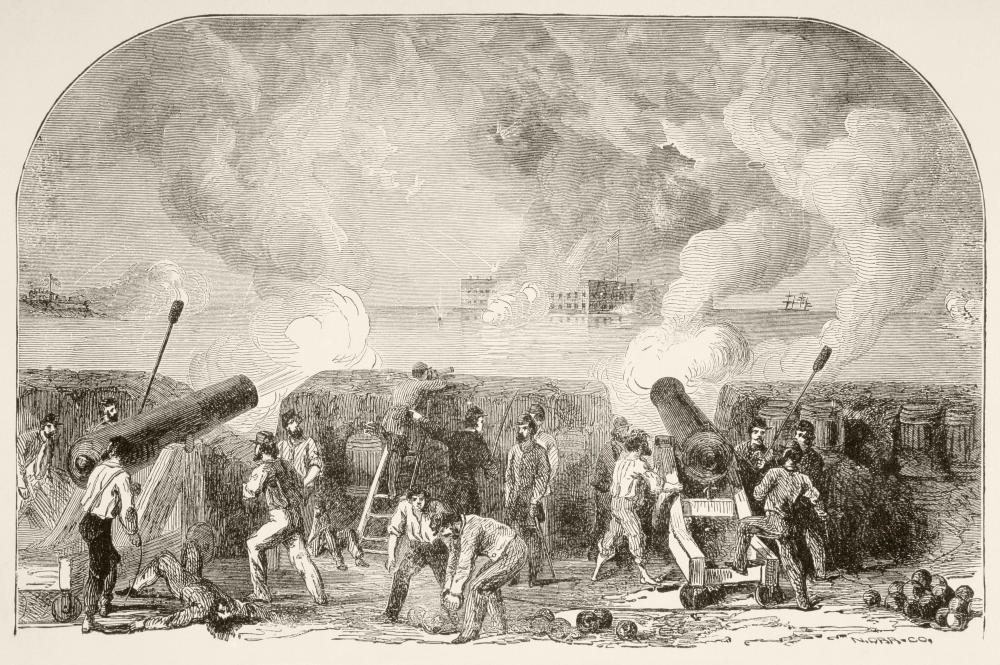 The Attack On Fort Sumter, April 12 & 13, 1861, First Battle of American Civil War From A 19th Century Illustration Poster Print, 36 x 22 - Large