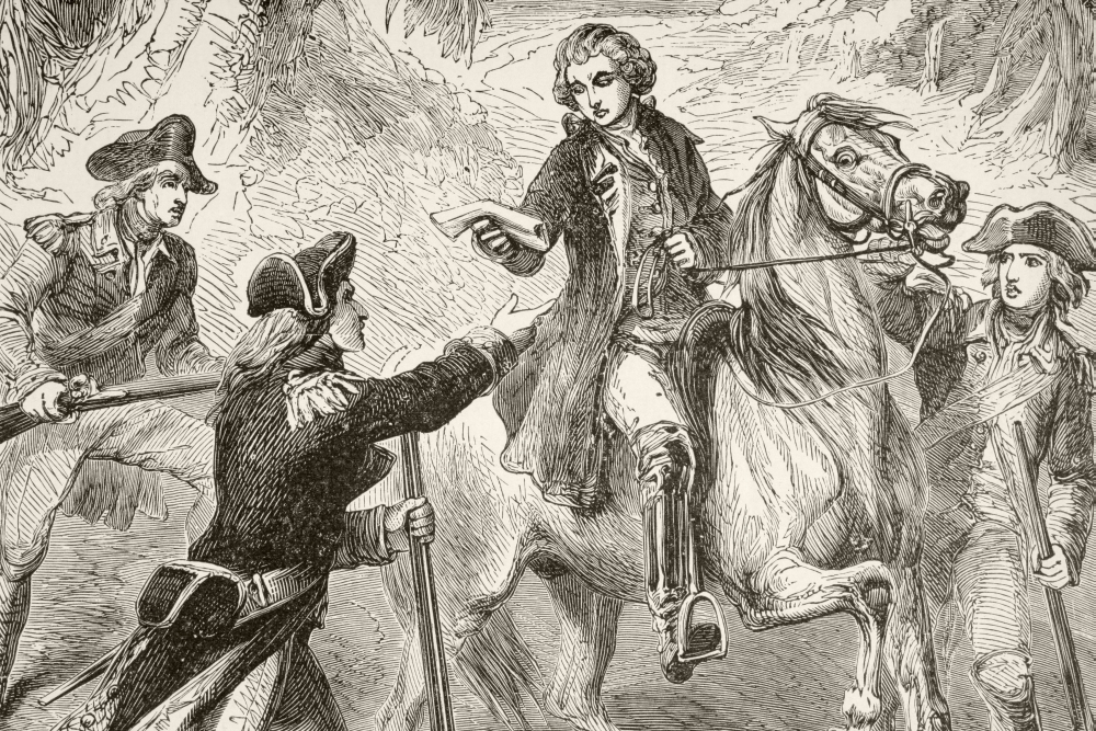 Picture of   Major John Andre Is Captured By John Paulding&#44; David Williams&#44; & Isaac Van Wart During The American Revolutionary War From A 19th Century Illustration Poster Print&#44; 34 x 22 - Large