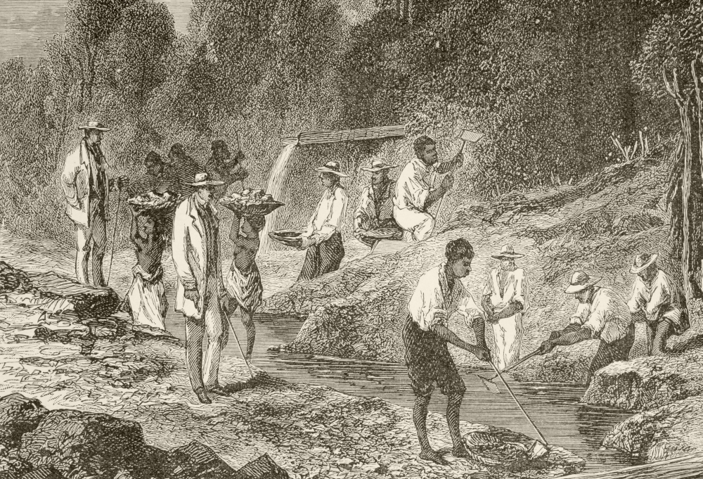 DPI1872487 Panning For Diamonds From The Book Chips From The Earths Crust Published 1894 Poster Print, 17 x 12