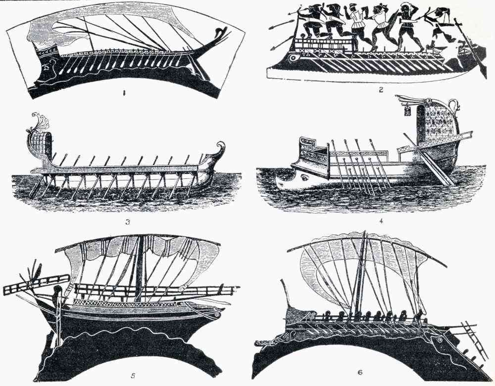 Ancient Greek & Roman Ships Which Sailed The Mediterranean 1 Greek Bireme Poster Print - 17 x 13