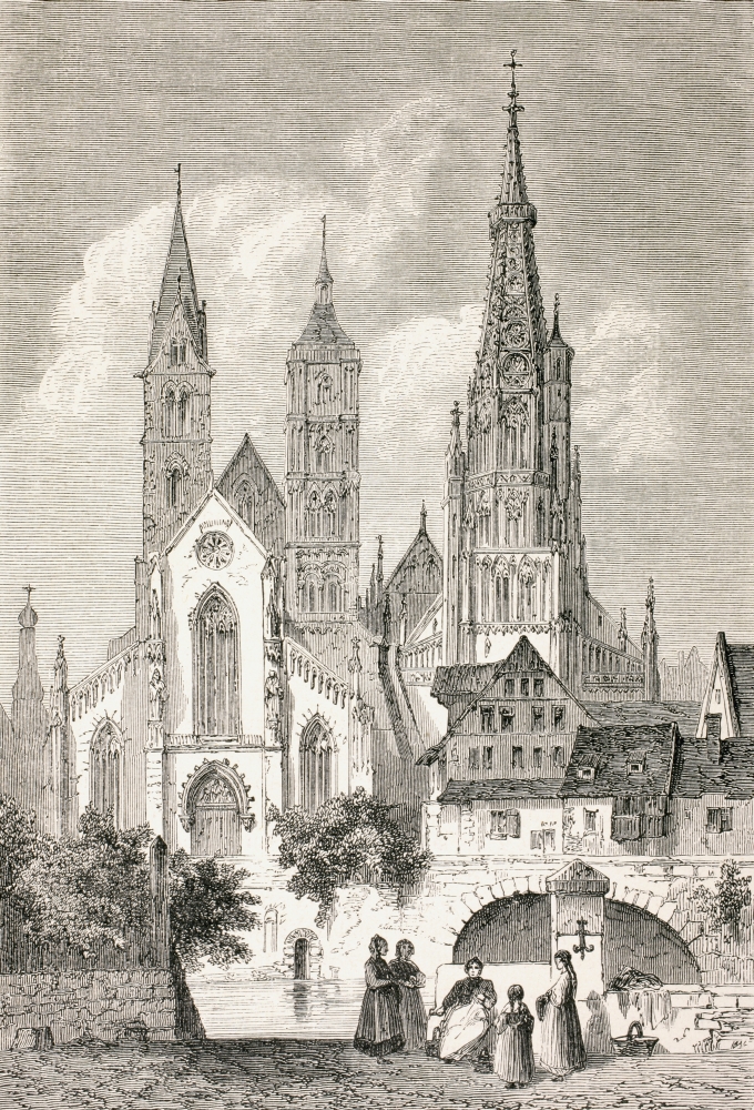 The Churches At Esslingen Am Neckar - Germany In The 19th Century From A 19th Century Illustration Poster Print