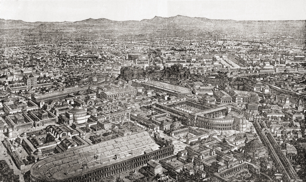 Picture of Posterazzi  A General View of Rome&#44; Italy As It Would Have Appeared In The Time of Aurelian From The Book Harmsworth History of The World Published 1908 Poster Print&#44; 38 x 22 - Large