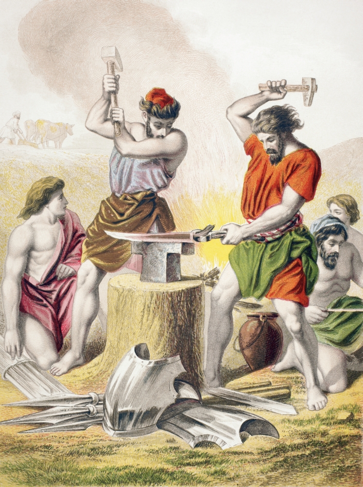 Picture of Beating The Swords Into Ploughshares From The Holy Bible Published By William Collins, Sons, & Company In 1869 Chromolithograph By J.M. Kronheim & Co Poster Print, 24 x 34 - Large
