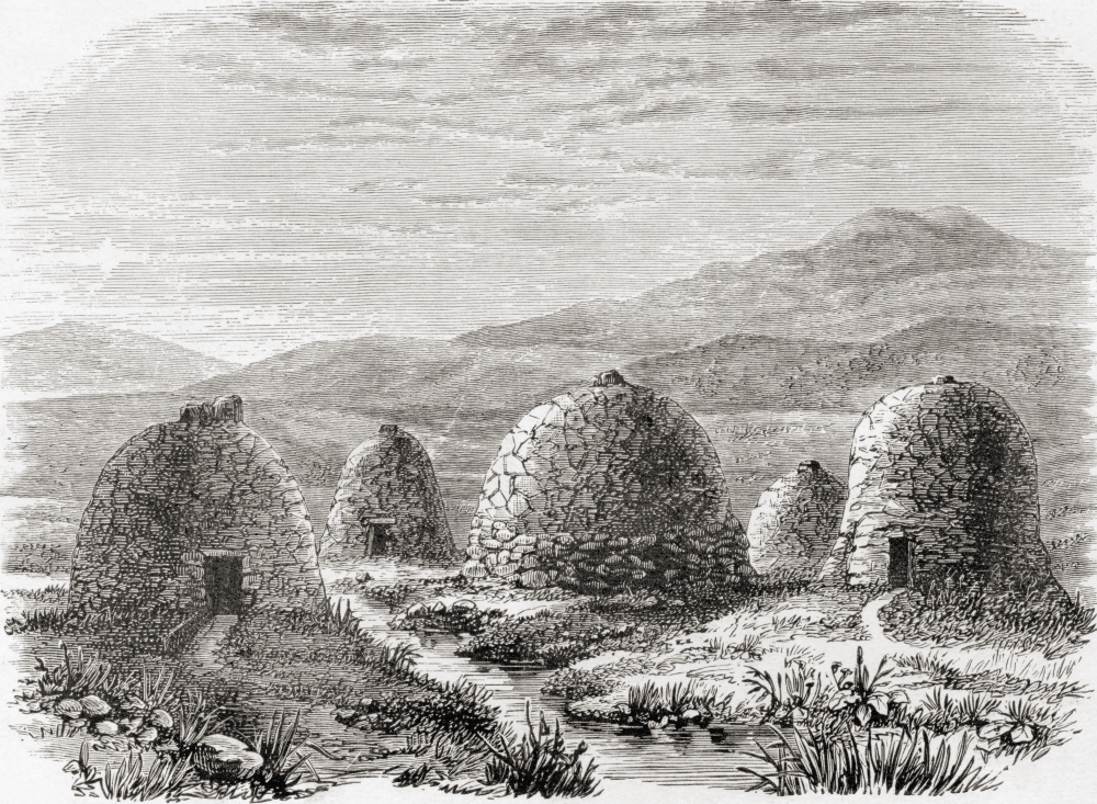 Picture of Posterazzi Inhabited Huts On Uig, Island of Lewis In The Outer Hebrides, Scotland In 1859 From The Book Scottish Pictures Drawn with Pen & Pencil By Samuel G. Green Published 1886 Poster