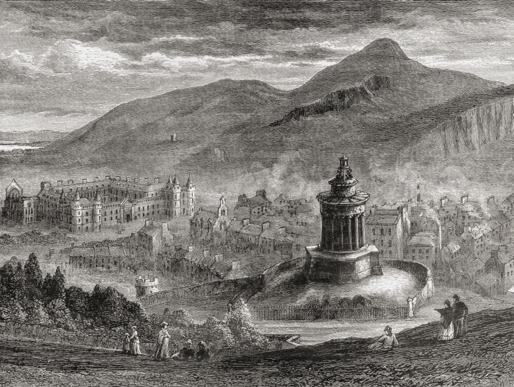Picture of   View Over Edinburgh&#44; Scotland From The Burns Monument On Calton Hill From The Book Scottish Pictures Drawn with Pen & Pencil By Samuel G. Green Published 1886 Poster Print&#44; 16 x 12