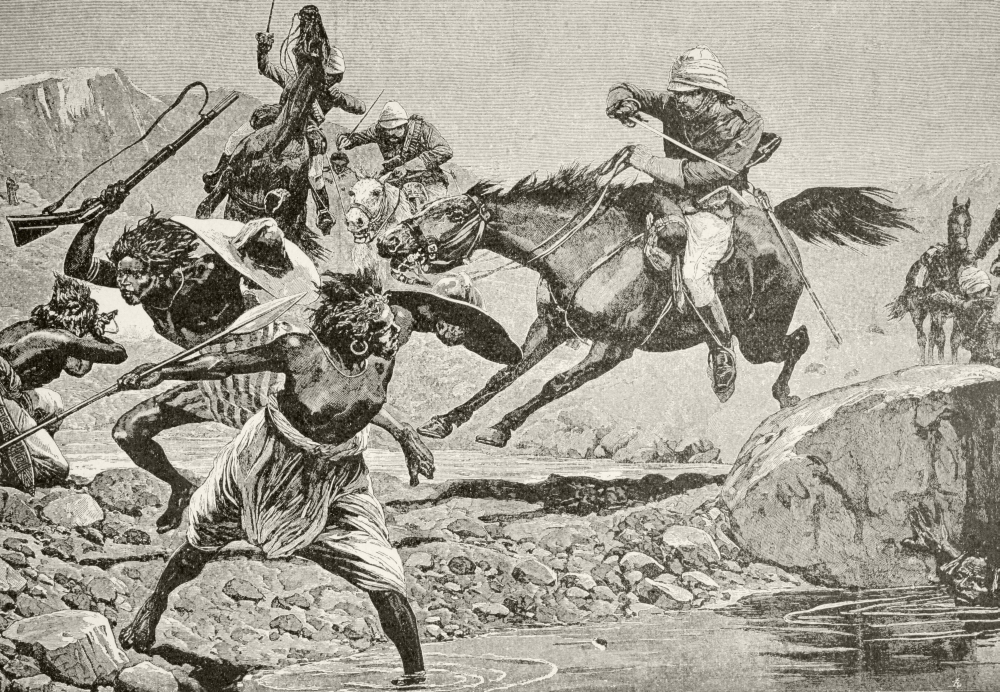 Skirmish At A Waterhole In The Sudan Between British Cavalry & Sudanese Tribesmen During The Mahdist War From Afrika