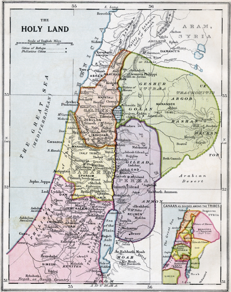 The Holy Land In Biblical Times From Bacons Excelsior Atlas of The World Published Circa 1930 Poster Print, 26 x 32 - Large