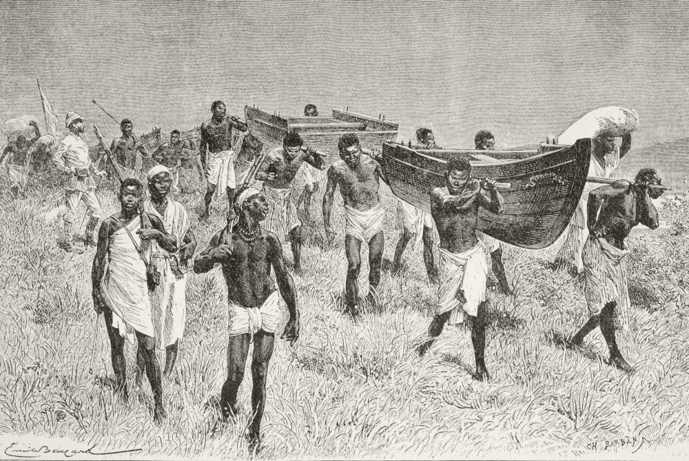 Picture of Posterazzi  African Porters Carrying Henry Morton Stanleys Dismantled Boat Lady Alice On His Expedition to Explore Lake Victoria From Afrika&#44; Dets Opdagelse&#44; Erobring Og Kolonisation