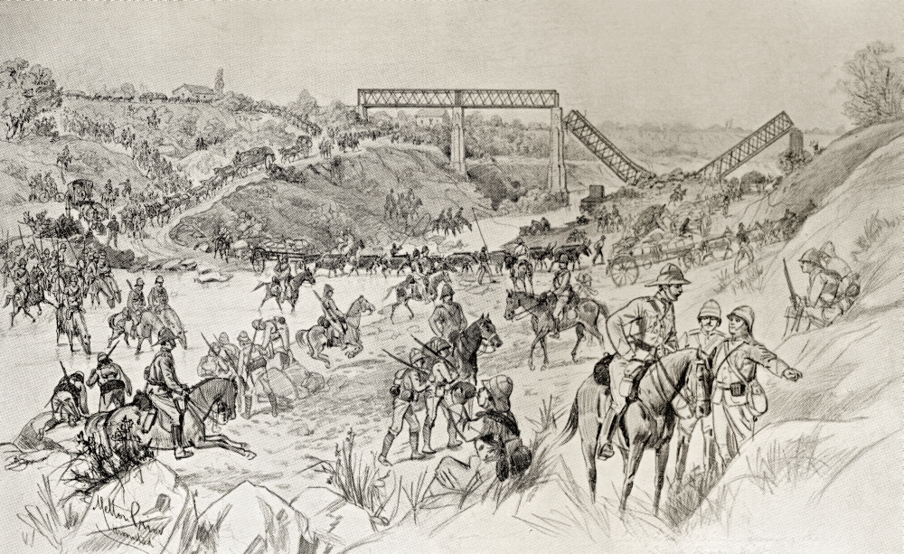 Picture of   Lord Robertss Column Crossing The Sand River Drift During The Second Boer War From The Book South Africa & The Transvaal War by Louis Creswicke Published 1900 Poster Print&#44; 36 x 22 - Large