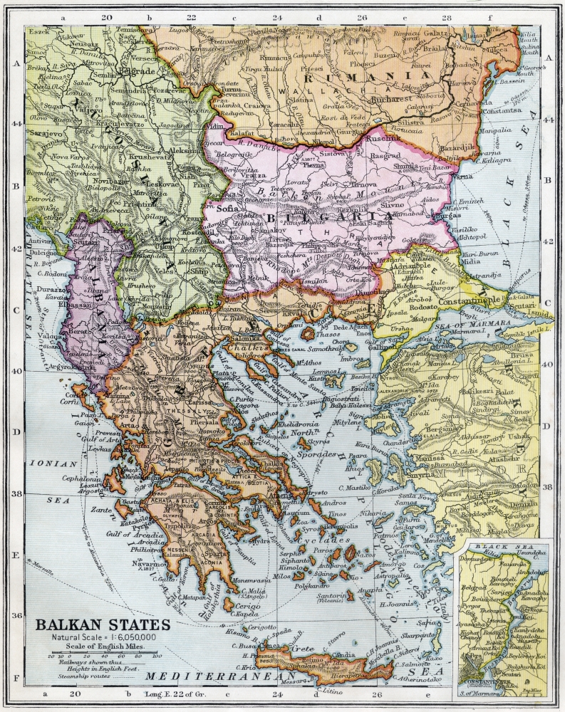 The Balkan States Between The First & Second World Wars From Bacons Excelsior Atlas of The World Published Circa 1930 Poster Print - 13 x 16