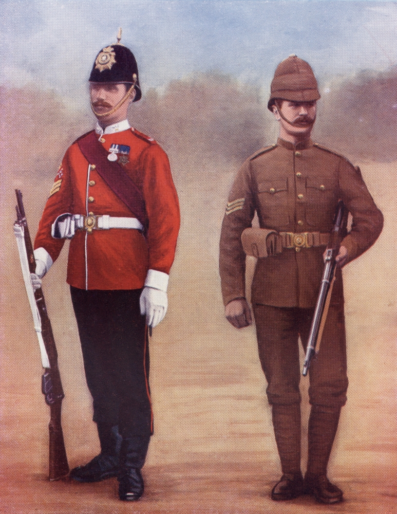 Picture of Posterazzi  Left. Colour-Sergeant of The West Yorkshire Regiment. Right. Sergeant of The Yorkshire Regiment From The Book South Africa & The Transvaal War by Louis Creswicke Published 1900 Poster