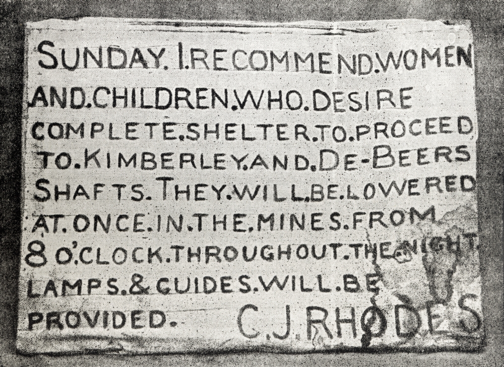 Placard Erected By Cecil Rhodes During The Bombardment of Kimberley