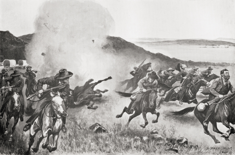 Shell From The Naval Brigade Dispersing Boers From Behind The Seven Sisters Kopjes During The Action of The 7th March 1 Poster Print - 36 x 22 - Large