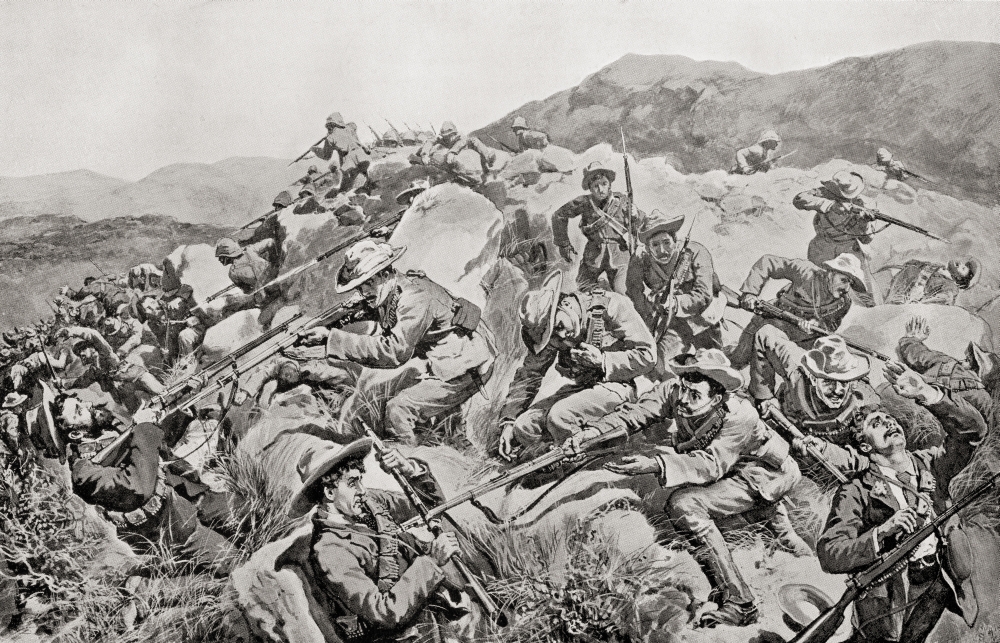 New Zealanders Under The Command of General French Saving A Picket of The Yorkshire Regiment Near Slingersfontein South Poster Print, 18 x 11
