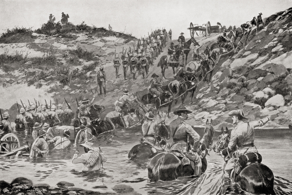 Picture of   British Forces Fording A River Between Camp Frere & Chieveley During The Second Boer War From The Book South Africa & The Transvaal War by Louis Creswicke Published 1900 Poster Print&#44; 17 x 12
