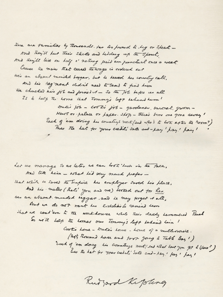 Sample of Rudyard Kipling Handwriting - 26 x 34 - Large